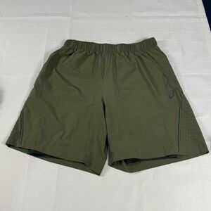 ASICS Mens Running Shorts Olive Green‎ Athletic Workout Gym Training Shorts